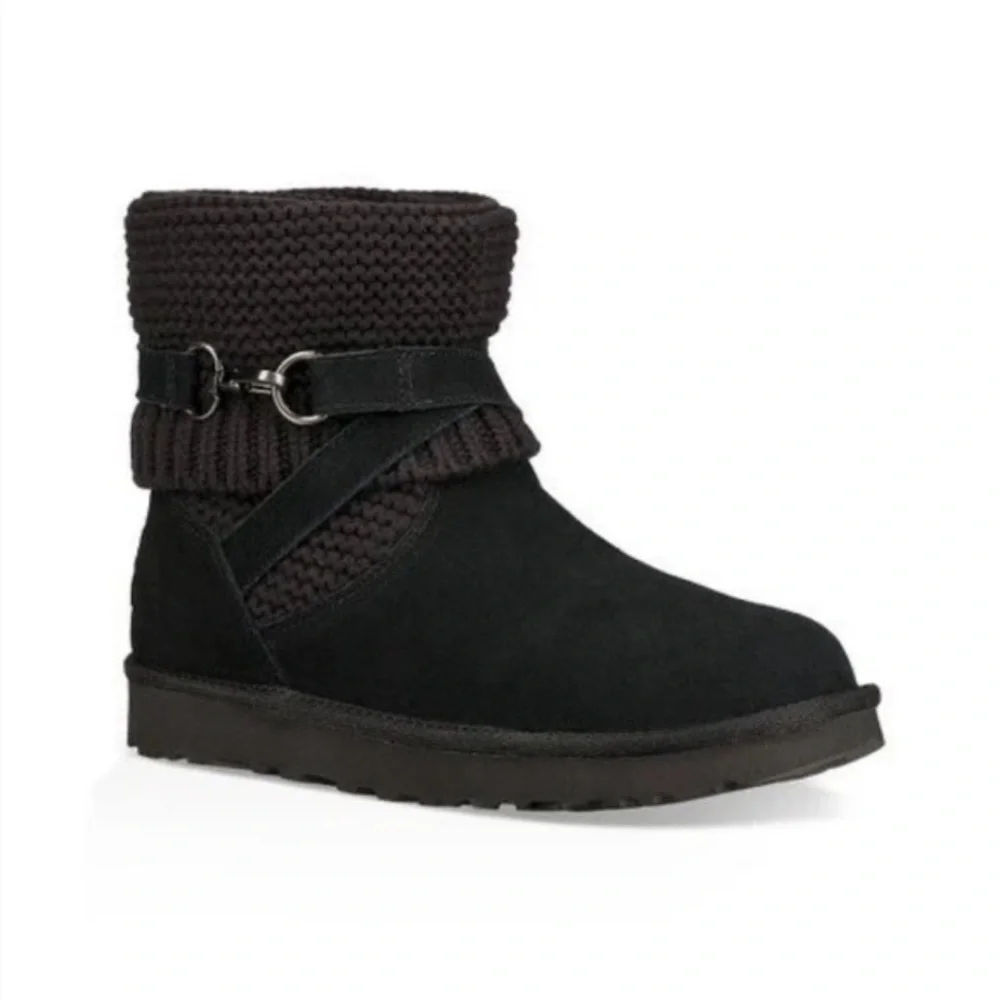 UGG Purl Strap Boot Black Size 7 New